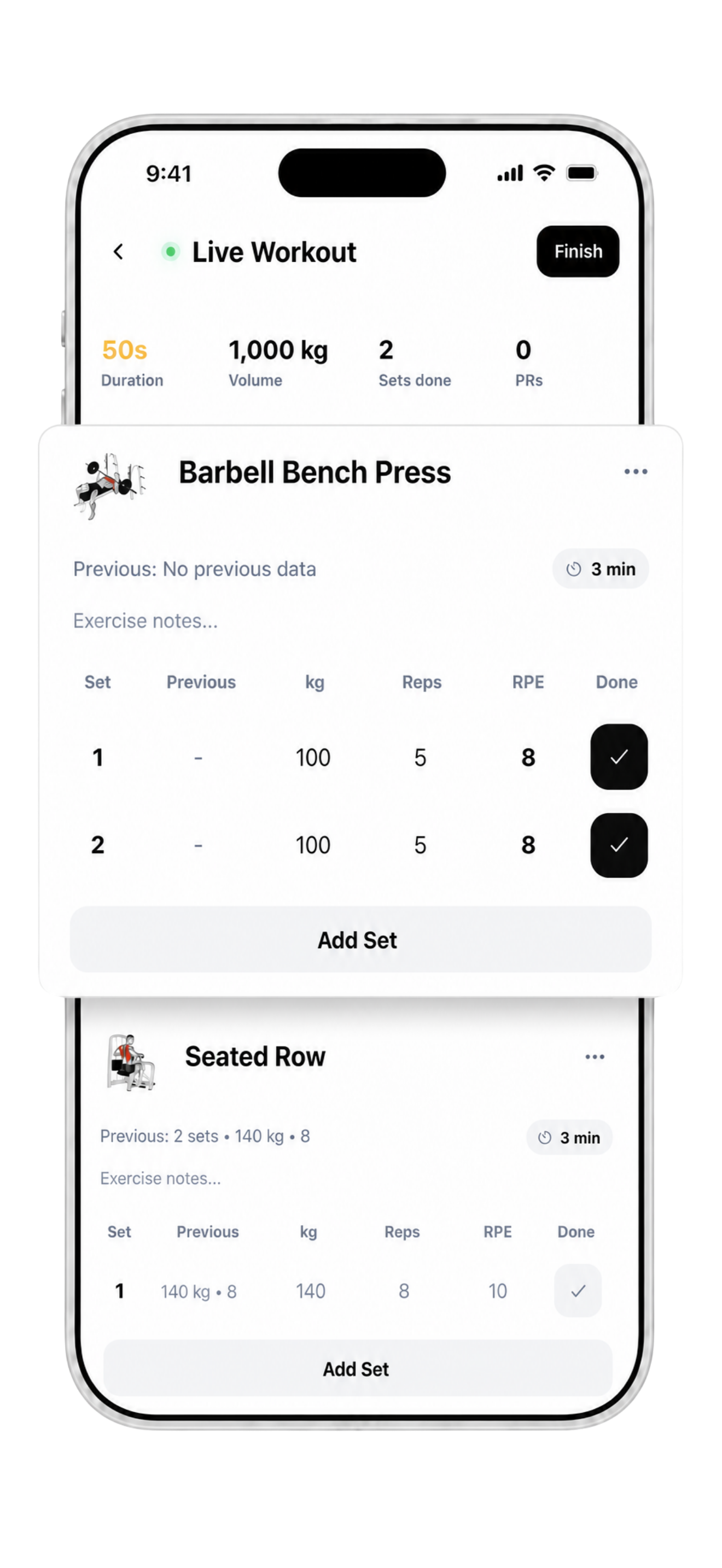 Spottr live workout screenshot